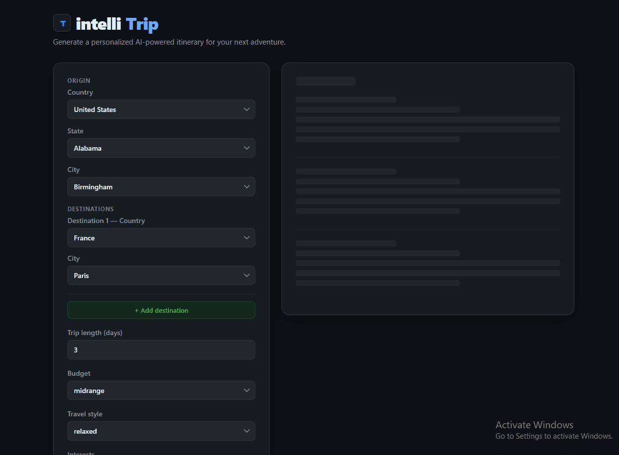 intelliTrip screenshot